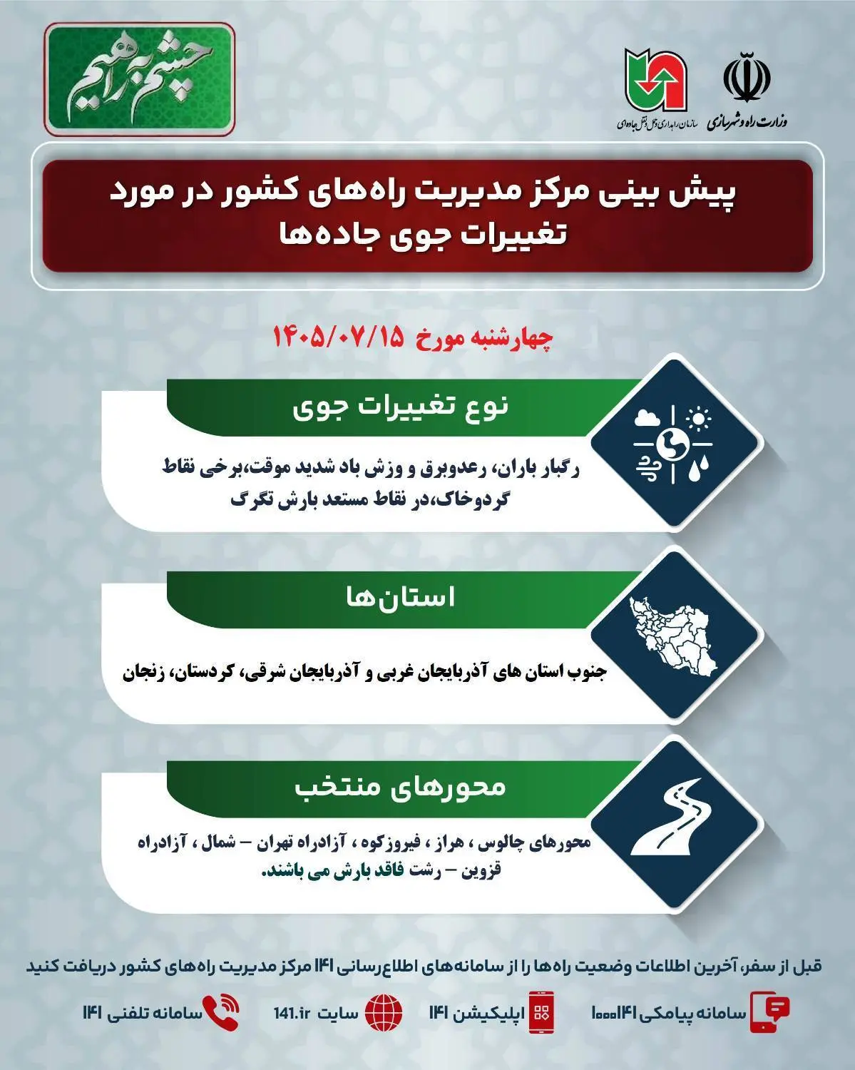 اینفوگرافی | وضعیت جوی راه ها