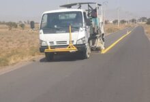 اجرای عملیات خط‌کشی محور روستایی هادی‌آباد قزوین برای ارتقای ایمنی